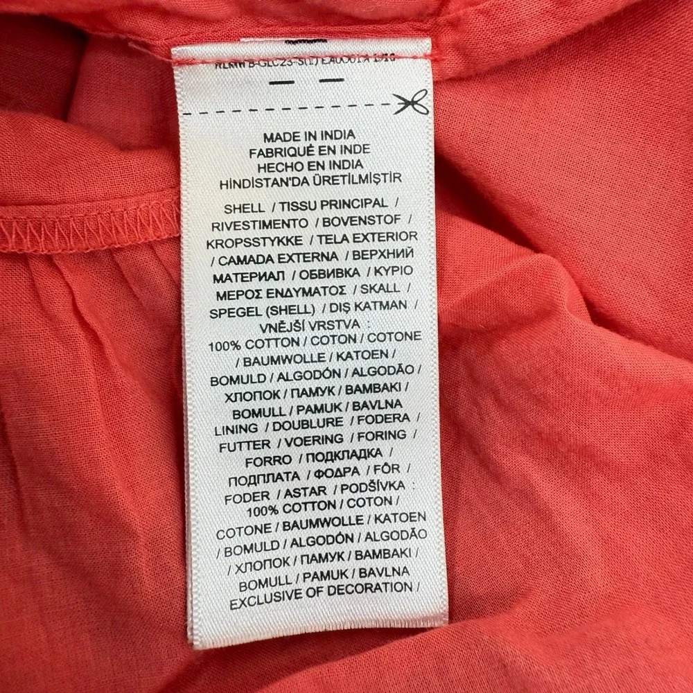 Lauren Ralph Lauren Off-Shoulder Dress Women's 12 Embroidered Ruffle Coral Boho - Picture 4 of 16